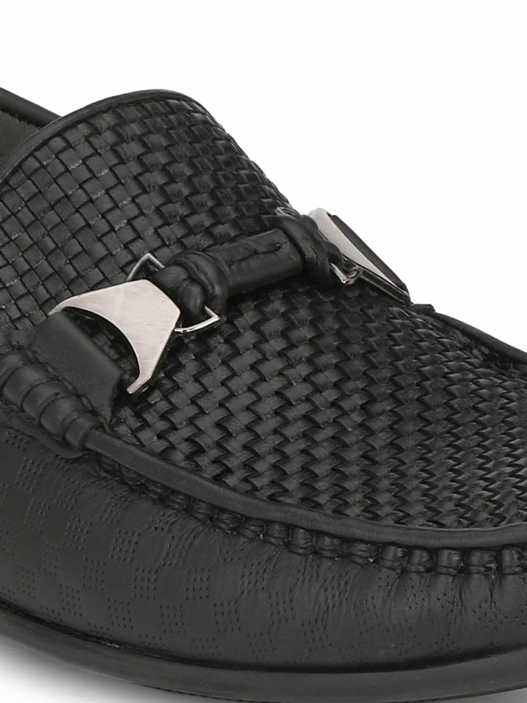 HITZ5308 Men's Black Leather Casual Slip-On Shoes
