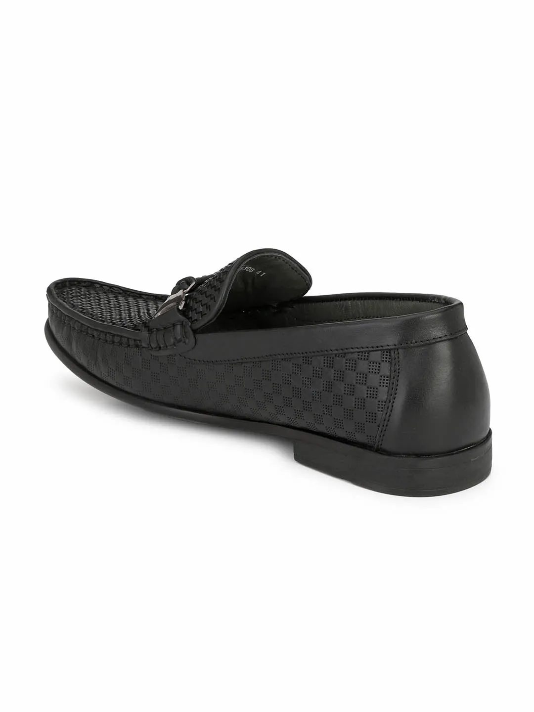HITZ5308 Men's Black Leather Casual Slip-On Shoes