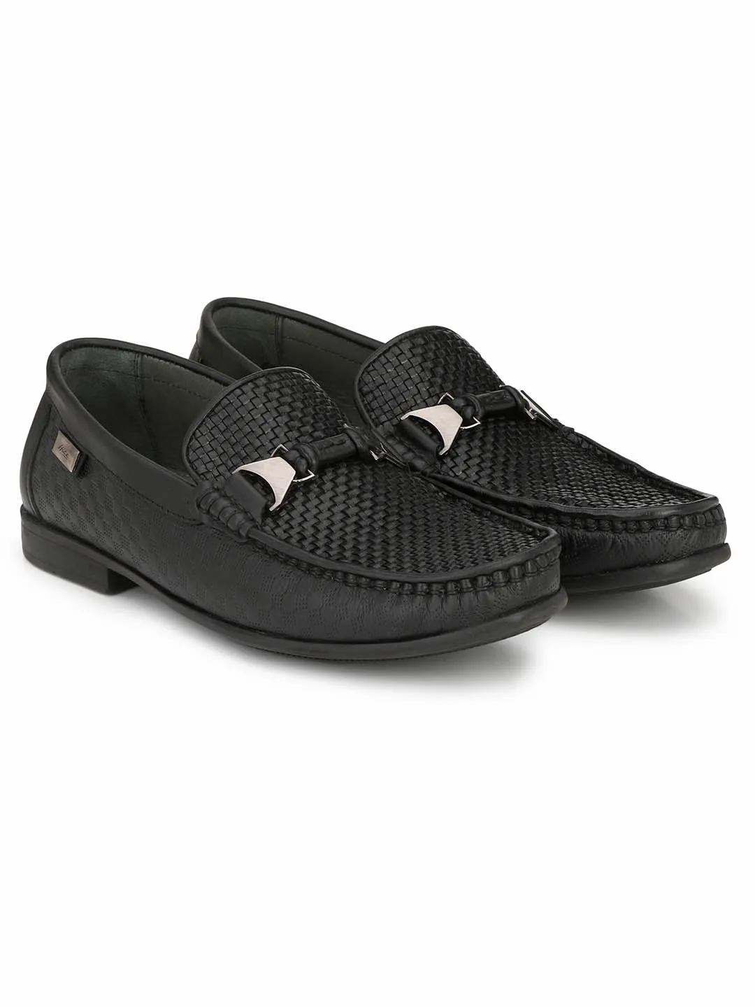 HITZ5308 Men's Black Leather Casual Slip-On Shoes