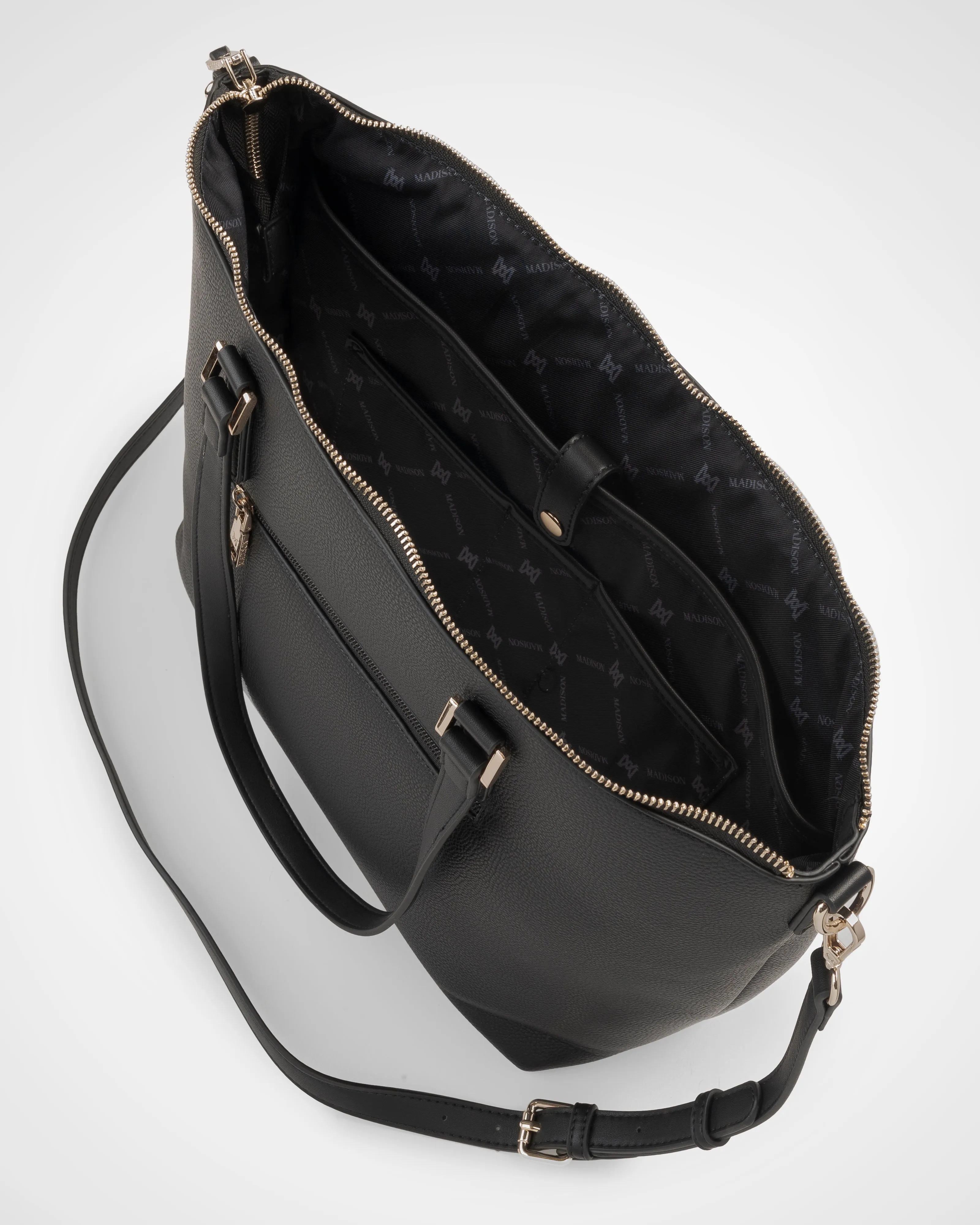 Inga Large Zip Top Tote Bag with Laptop Pocket   Zebra Bag Strap