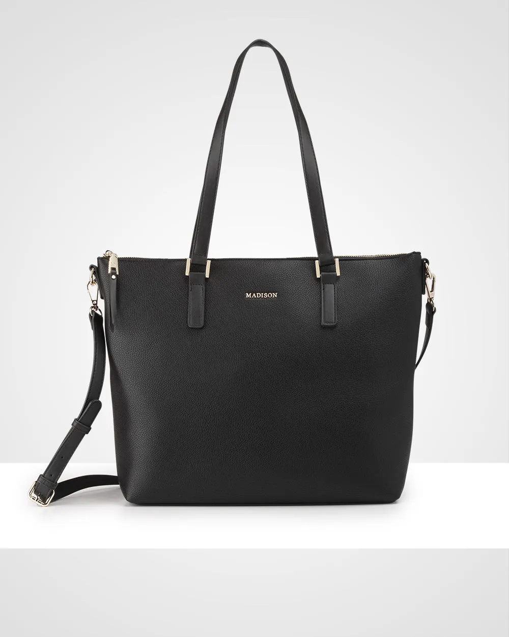 Inga Large Zip Top Tote Bag with Laptop Pocket   Zebra Bag Strap