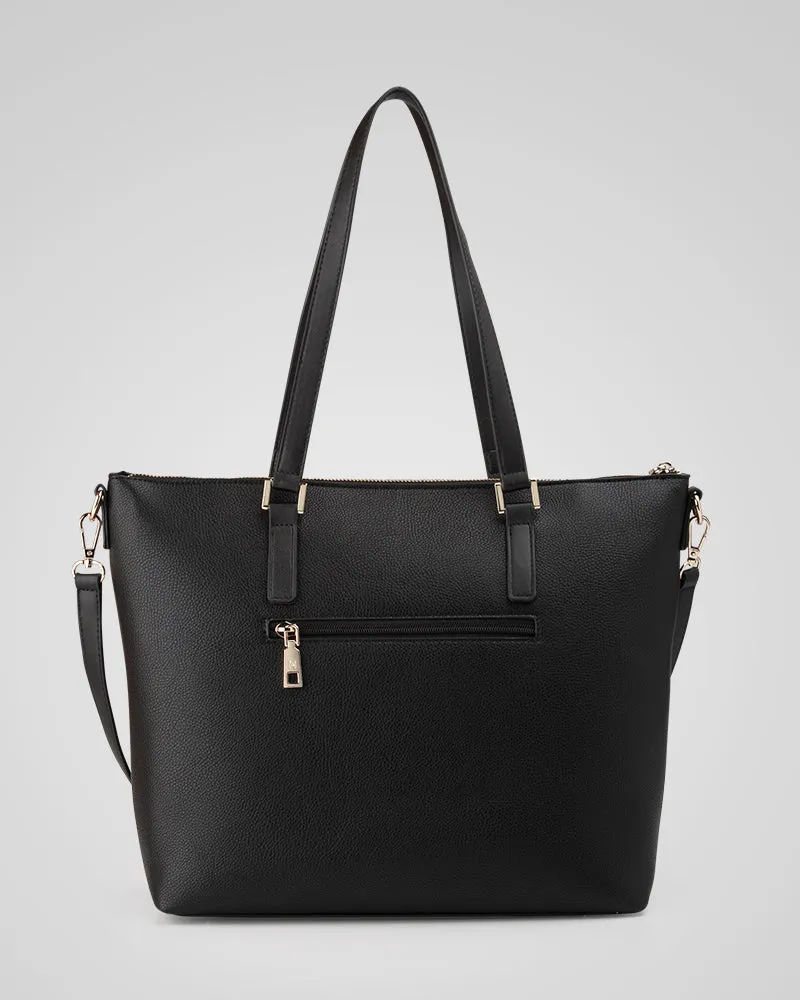 Inga Large Zip Top Tote Bag with Laptop Pocket   Zebra Bag Strap