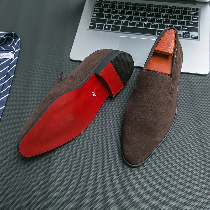 Loafers Square Toe Flock Slip On Solid Business Oxford Shoes
