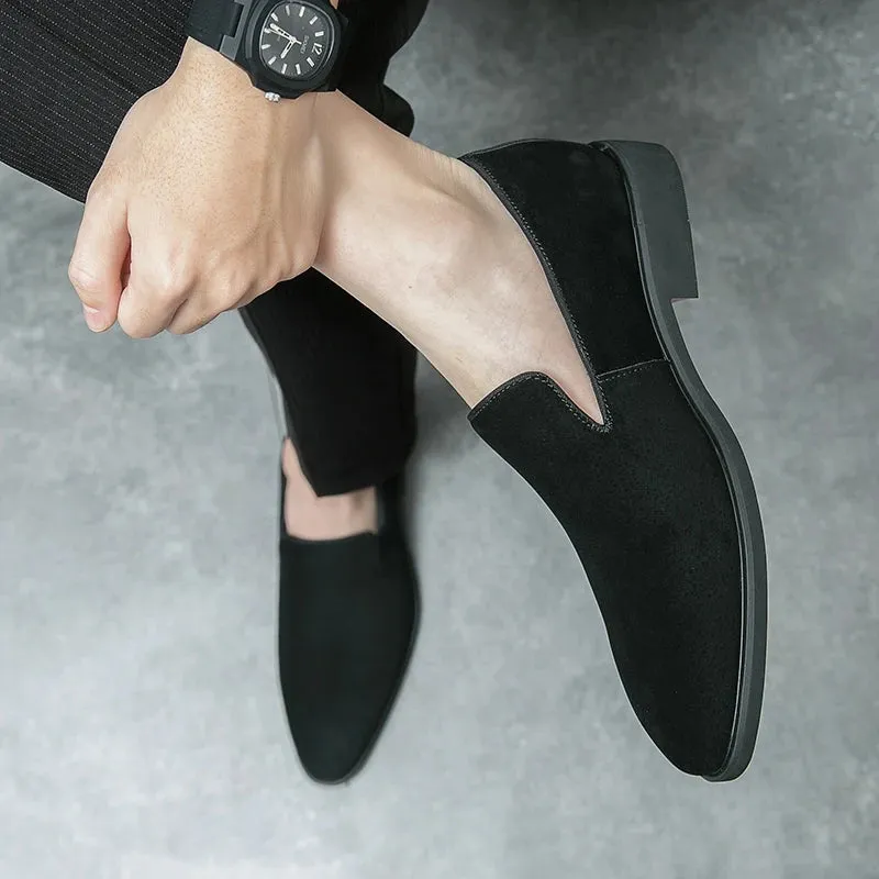 Loafers Square Toe Flock Slip On Solid Business Oxford Shoes