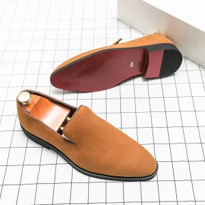 Loafers Square Toe Flock Slip On Solid Business Oxford Shoes