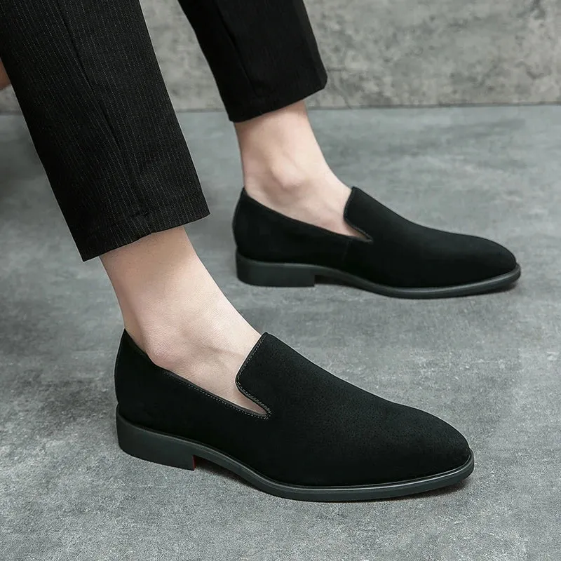 Loafers Square Toe Flock Slip On Solid Business Oxford Shoes