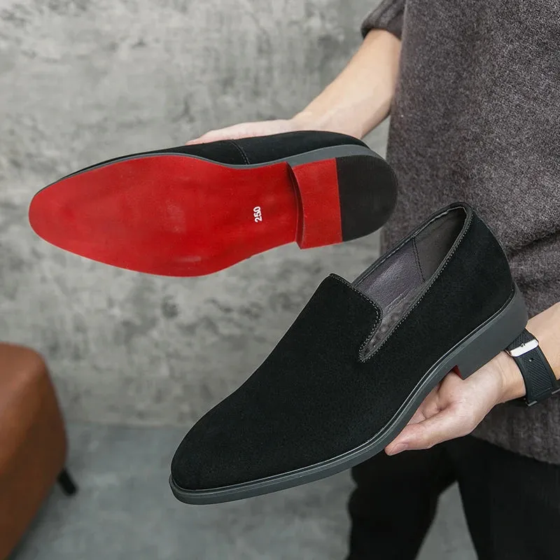 Loafers Square Toe Flock Slip On Solid Business Oxford Shoes