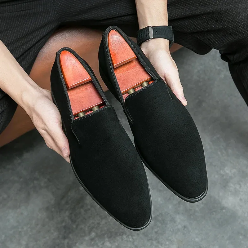 Loafers Square Toe Flock Slip On Solid Business Oxford Shoes
