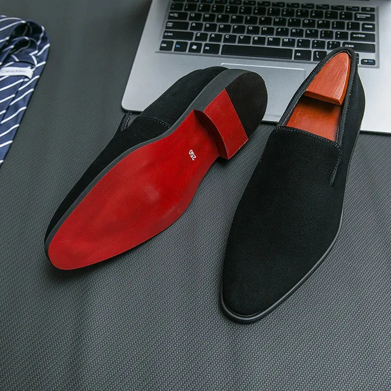 Loafers Square Toe Flock Slip On Solid Business Oxford Shoes