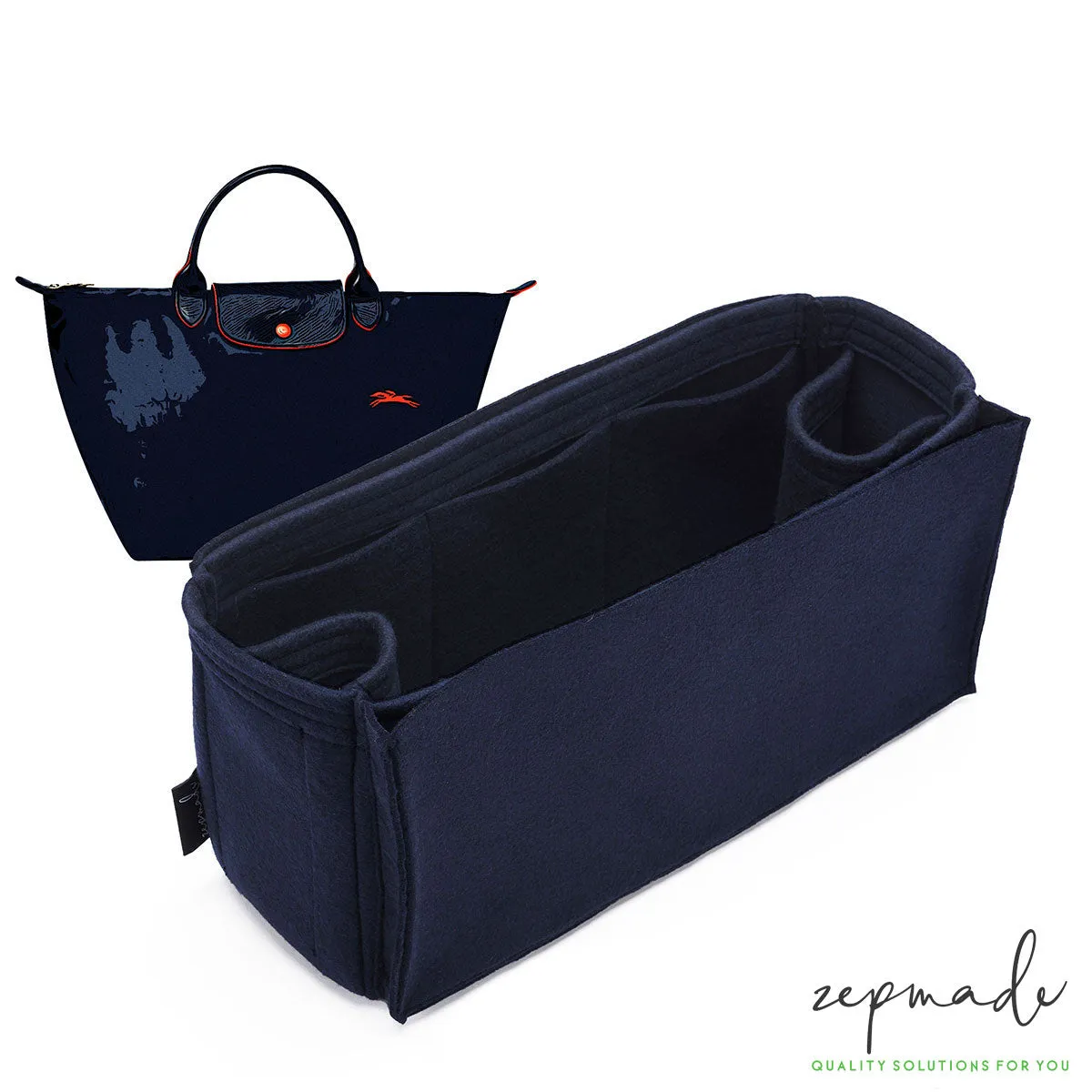 Longchamp Le Foulonné, Le Pliage, Pénélope Bag Models Organizer Insert, Bag Organizer with Laptop Compartment and Double Bottle Holders