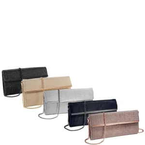 Marco-Tozzi Gold Chain Evening Bag Large Rectangular Metallic