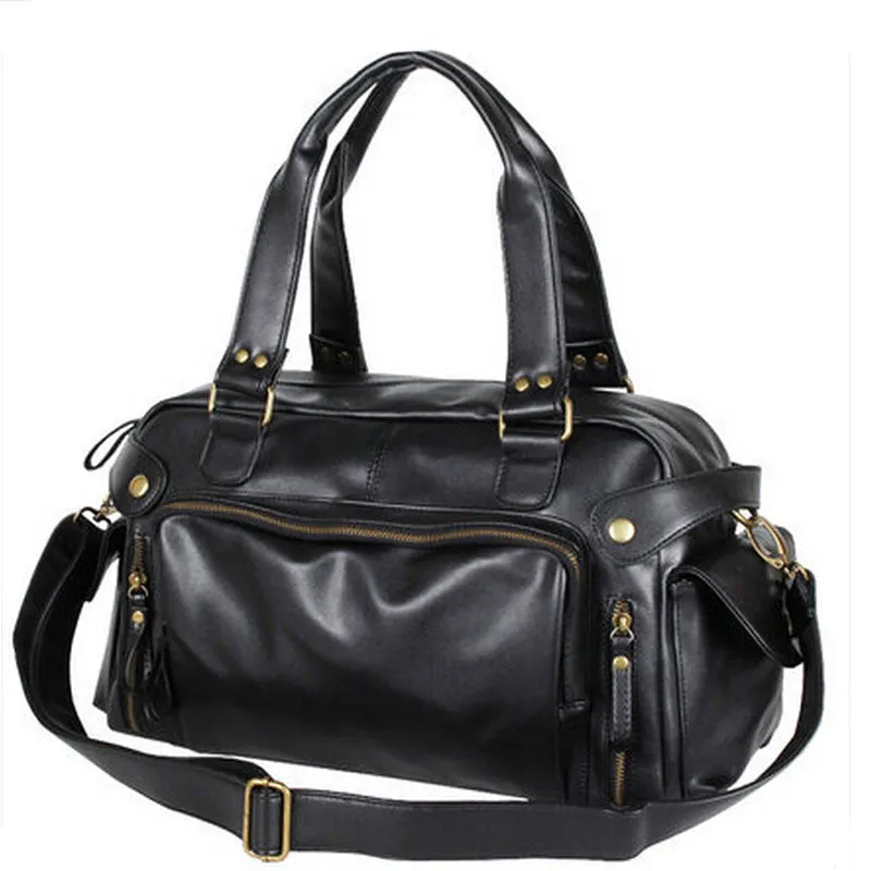Men's travel bags vintage men's pu leather bag men messenger bags travel shoulder bag