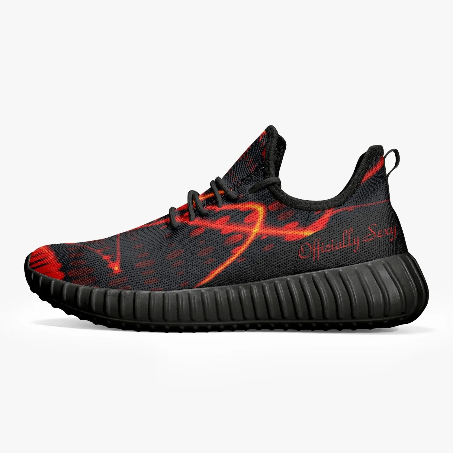 Officially Sexy Orange & Black Laser Print Mesh Knit Sneakers - With White or Black Sole