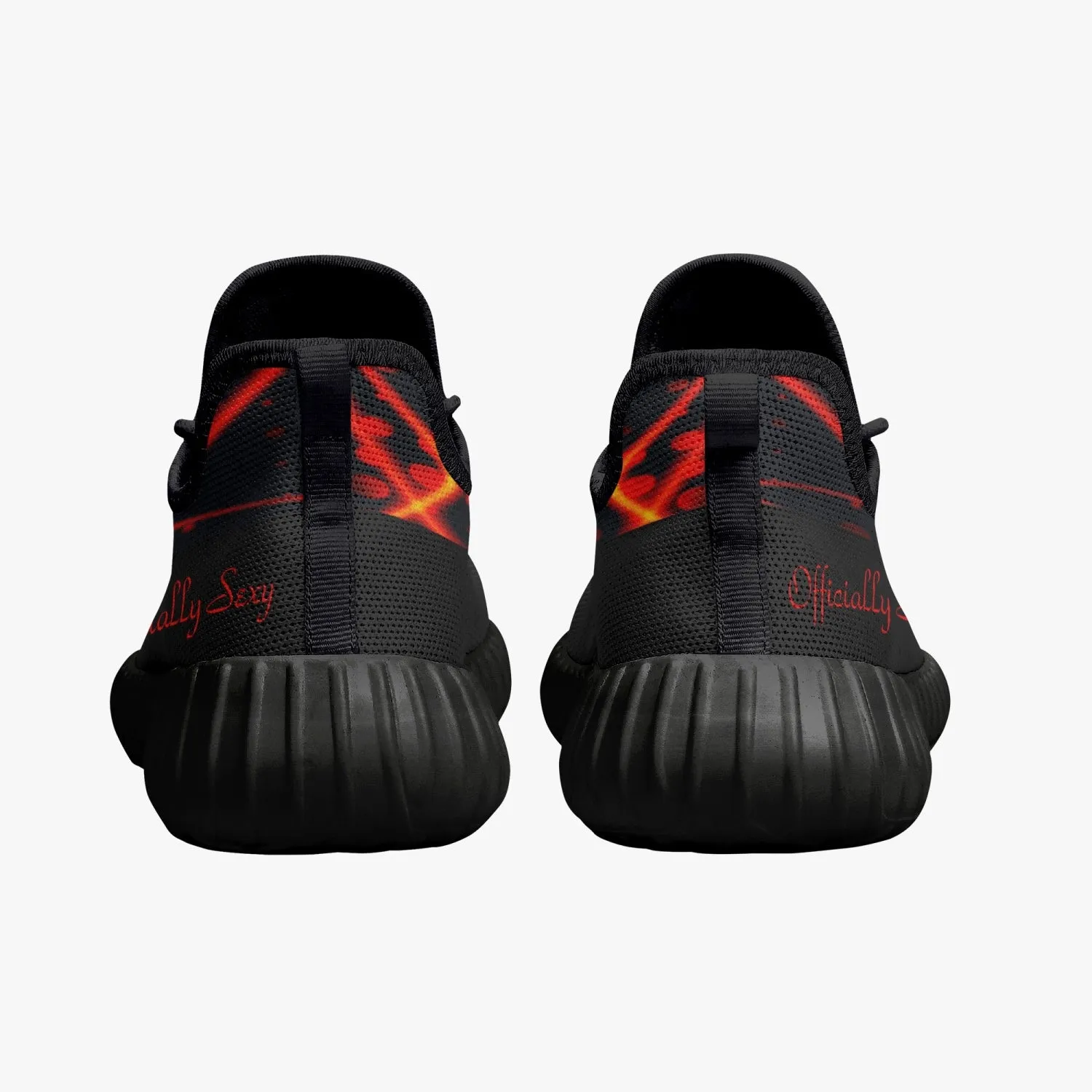 Officially Sexy Orange & Black Laser Print Mesh Knit Sneakers - With White or Black Sole