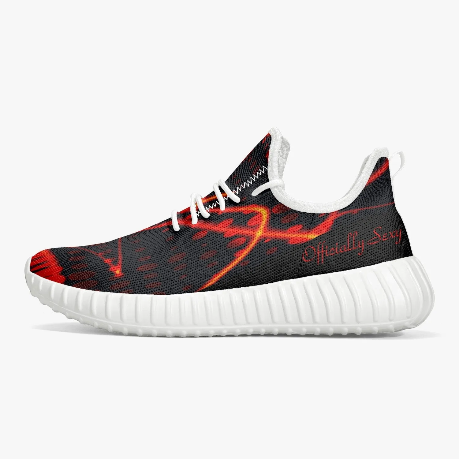 Officially Sexy Orange & Black Laser Print Mesh Knit Sneakers - With White or Black Sole