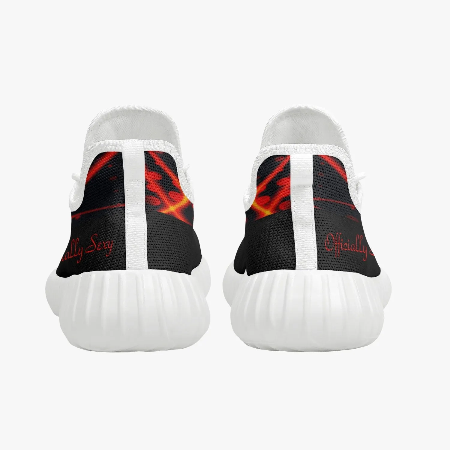 Officially Sexy Orange & Black Laser Print Mesh Knit Sneakers - With White or Black Sole