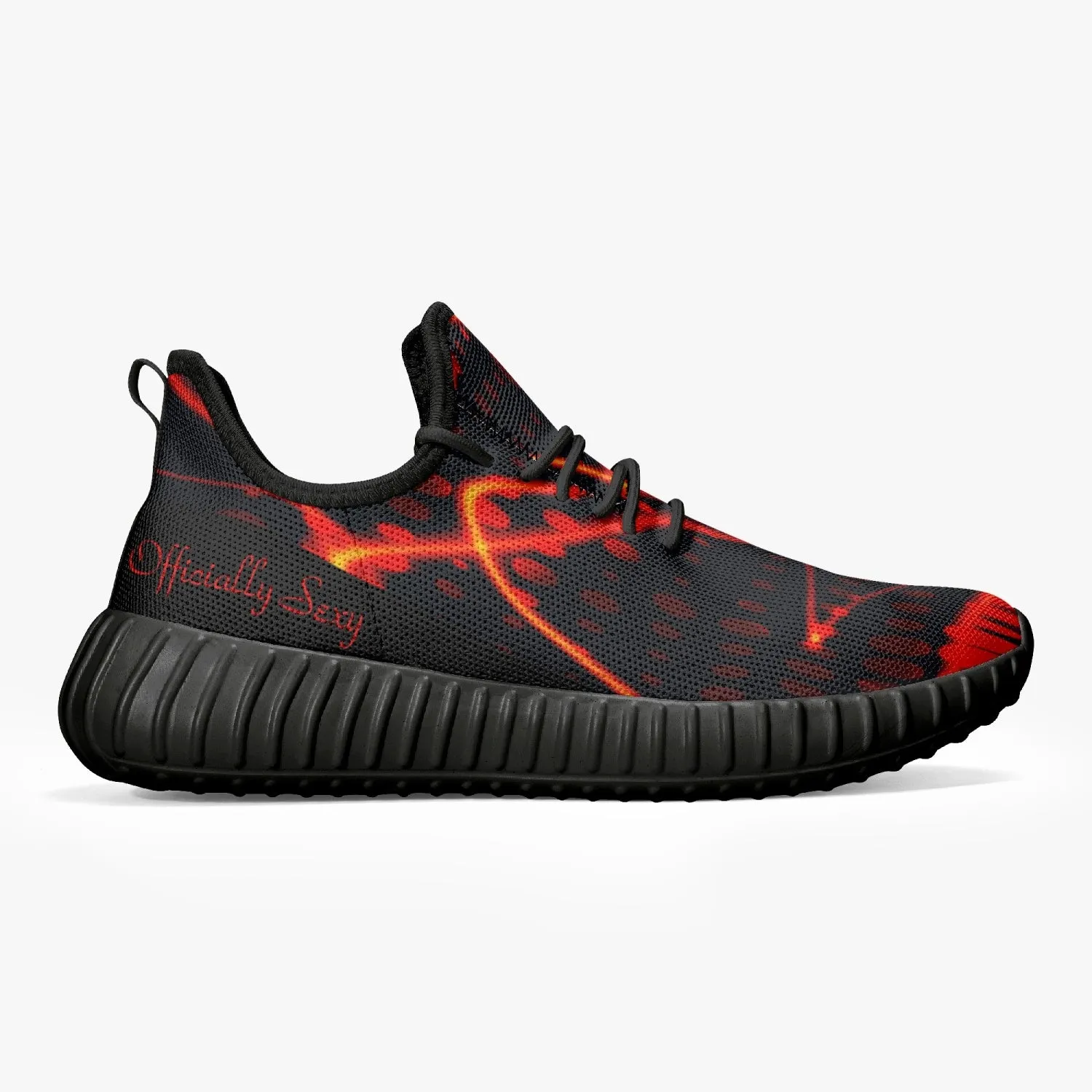 Officially Sexy Orange & Black Laser Print Mesh Knit Sneakers - With White or Black Sole