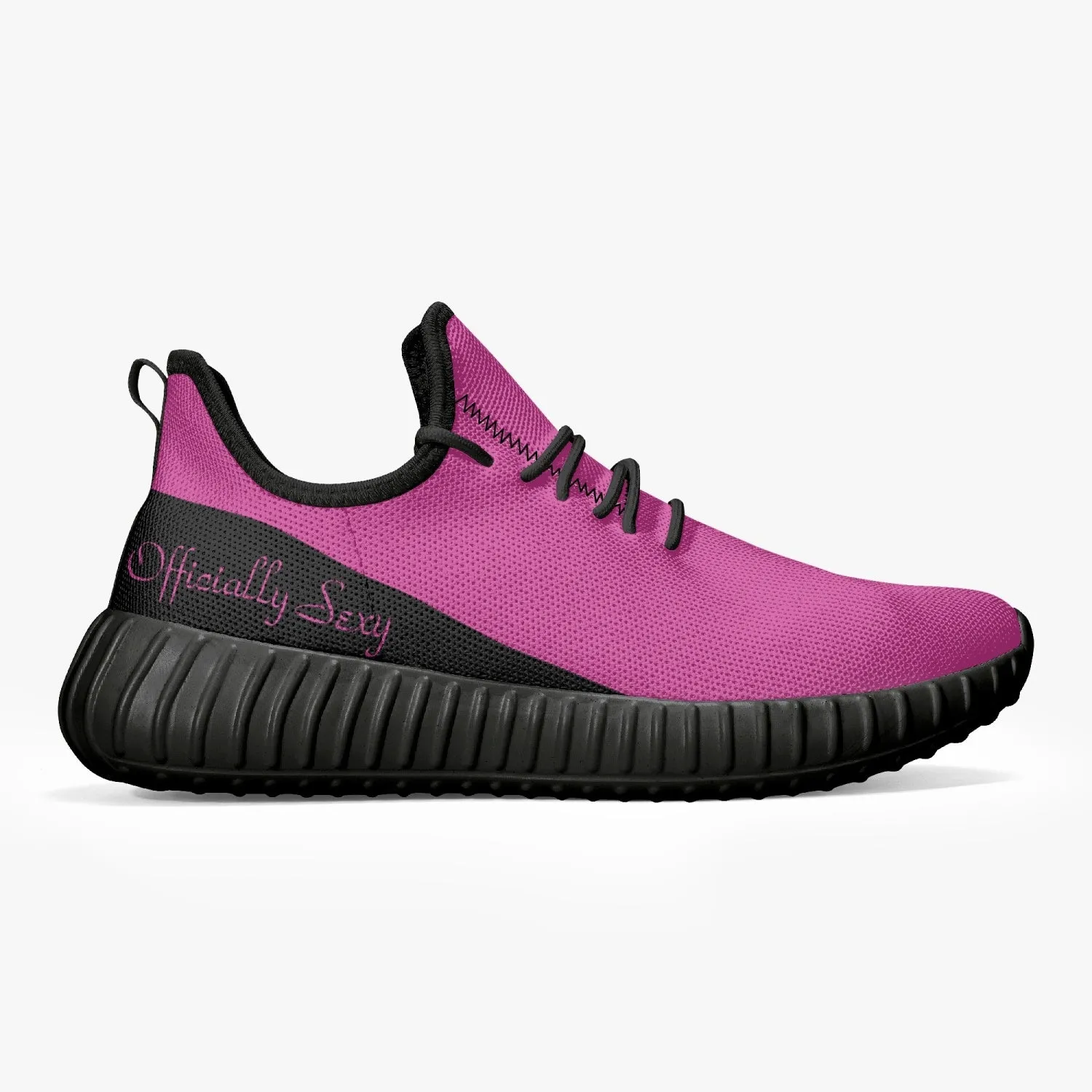 Officially Sexy Pink & Black Laser Mesh Knit Sneakers - With White or Black Sole