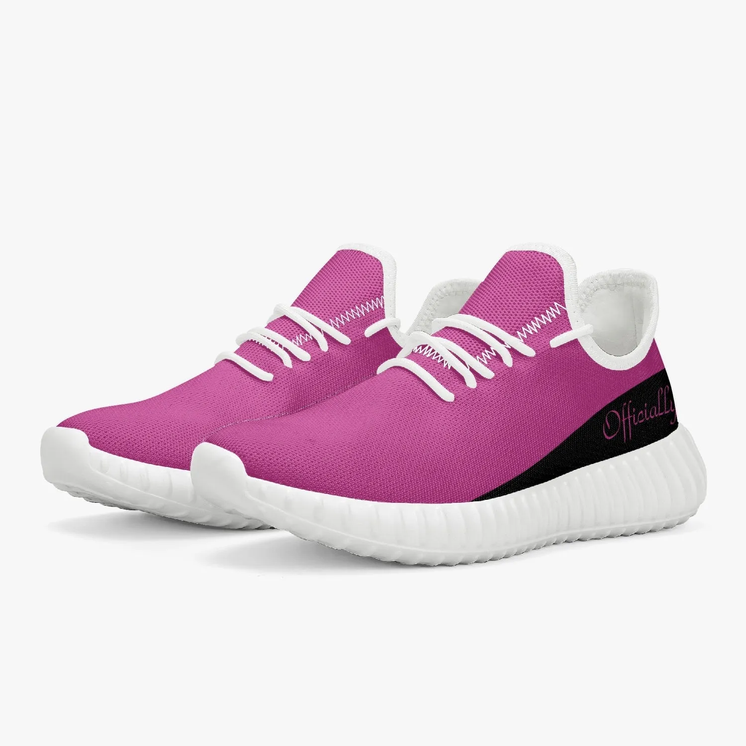 Officially Sexy Pink & Black Laser Mesh Knit Sneakers - With White or Black Sole