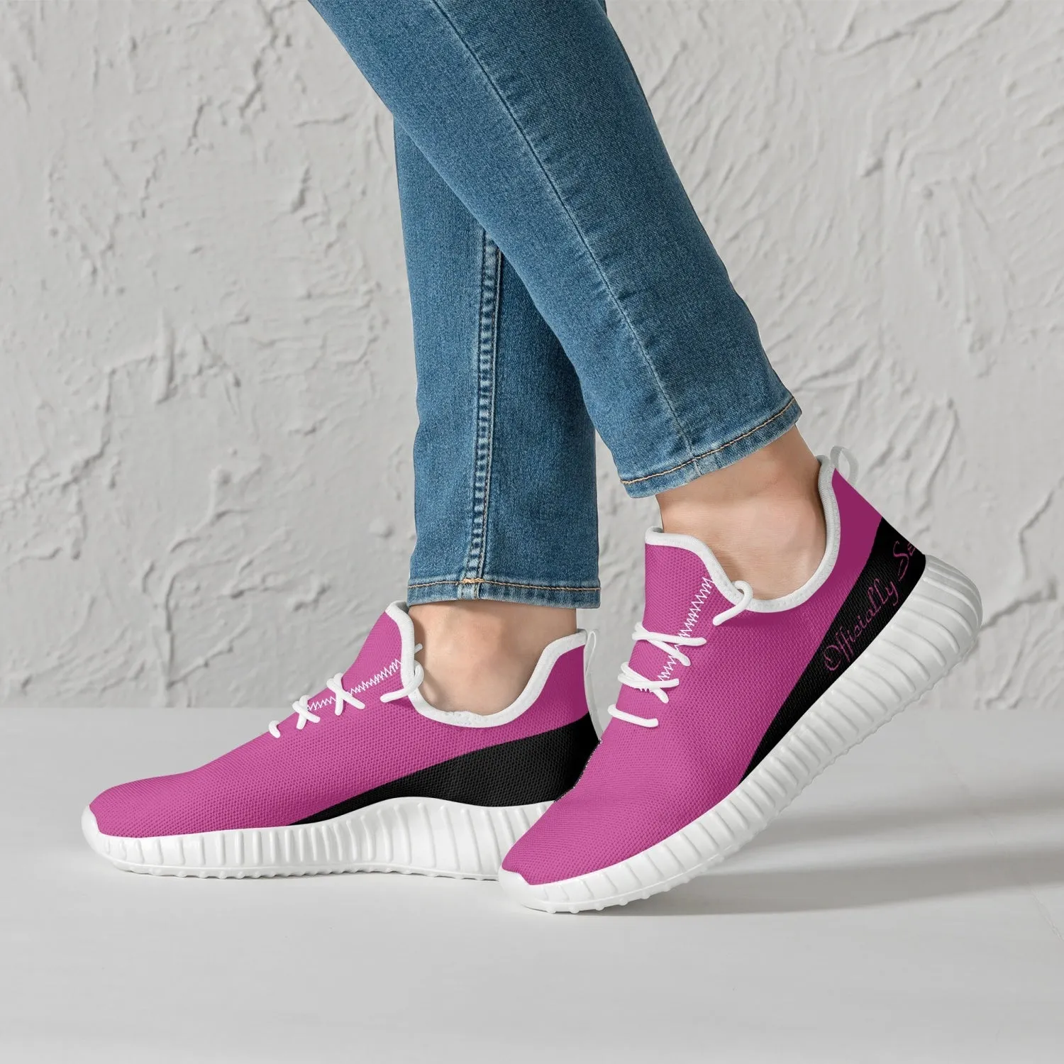 Officially Sexy Pink & Black Laser Mesh Knit Sneakers - With White or Black Sole