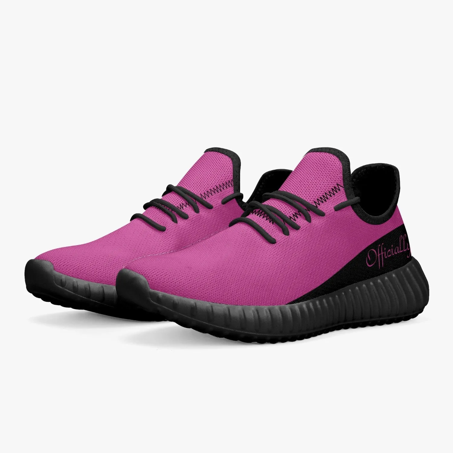 Officially Sexy Pink & Black Laser Mesh Knit Sneakers - With White or Black Sole