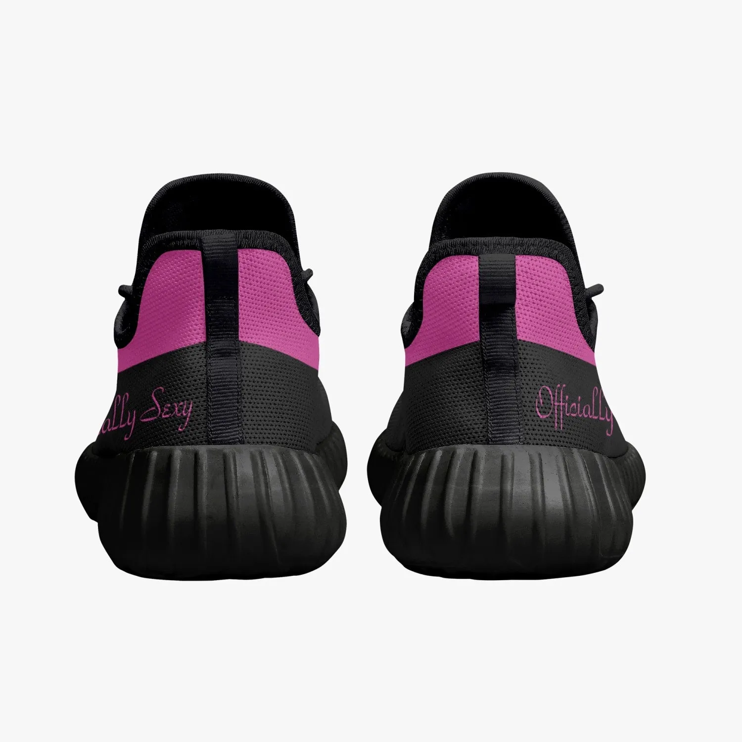 Officially Sexy Pink & Black Laser Mesh Knit Sneakers - With White or Black Sole