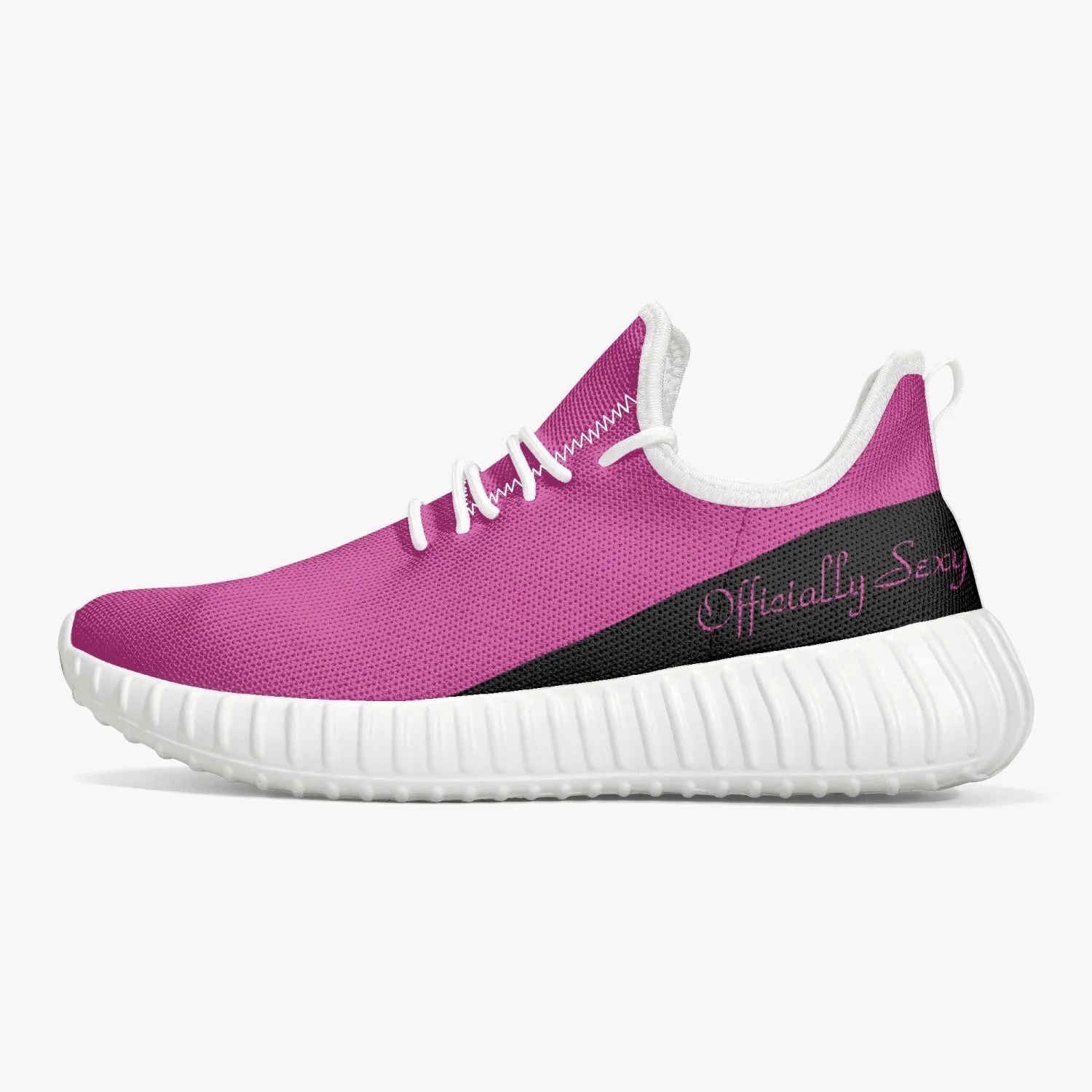 Officially Sexy Pink & Black Laser Mesh Knit Sneakers - With White or Black Sole