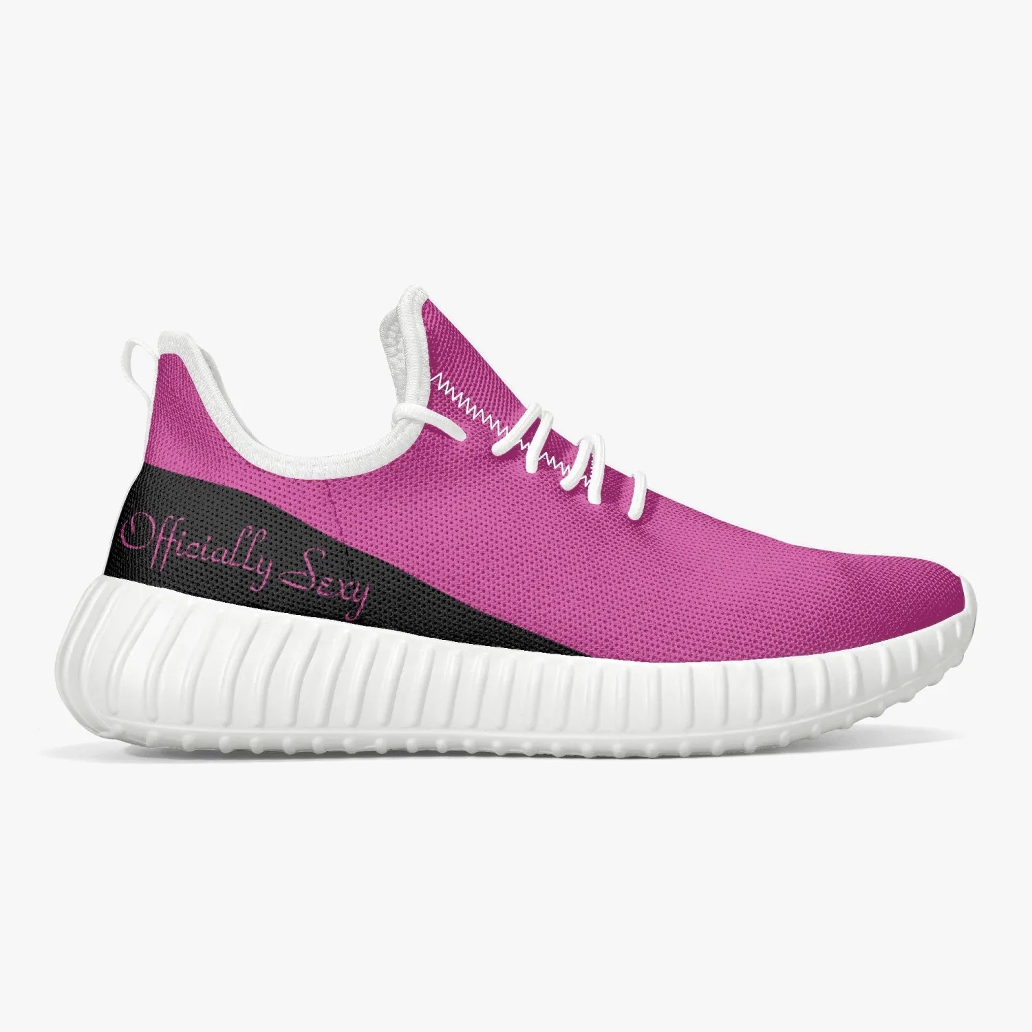 Officially Sexy Pink & Black Laser Mesh Knit Sneakers - With White or Black Sole