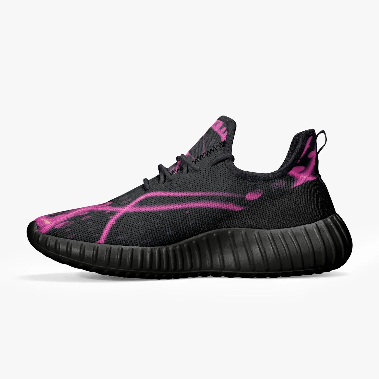 Officially Sexy Pink & Black Laser Print Mesh Knit Sneakers - With White or Black Sole