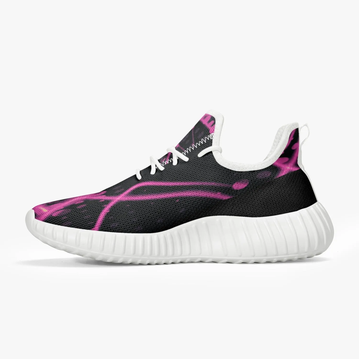 Officially Sexy Pink & Black Laser Print Mesh Knit Sneakers - With White or Black Sole