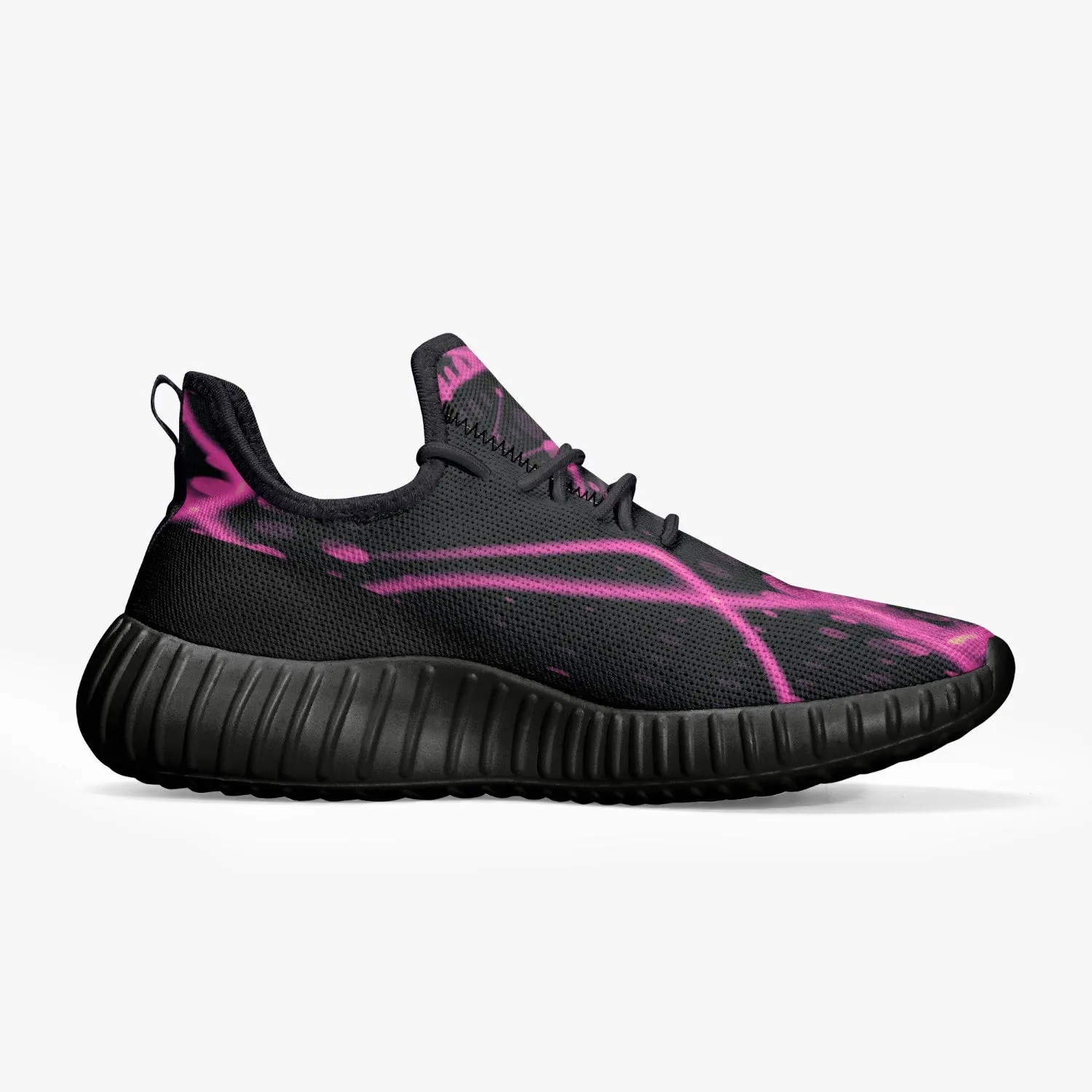 Officially Sexy Pink & Black Laser Print Mesh Knit Sneakers - With White or Black Sole