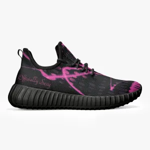 Officially Sexy Pink & Black Laser Print Mesh Knit Sneakers - With White or Black Sole