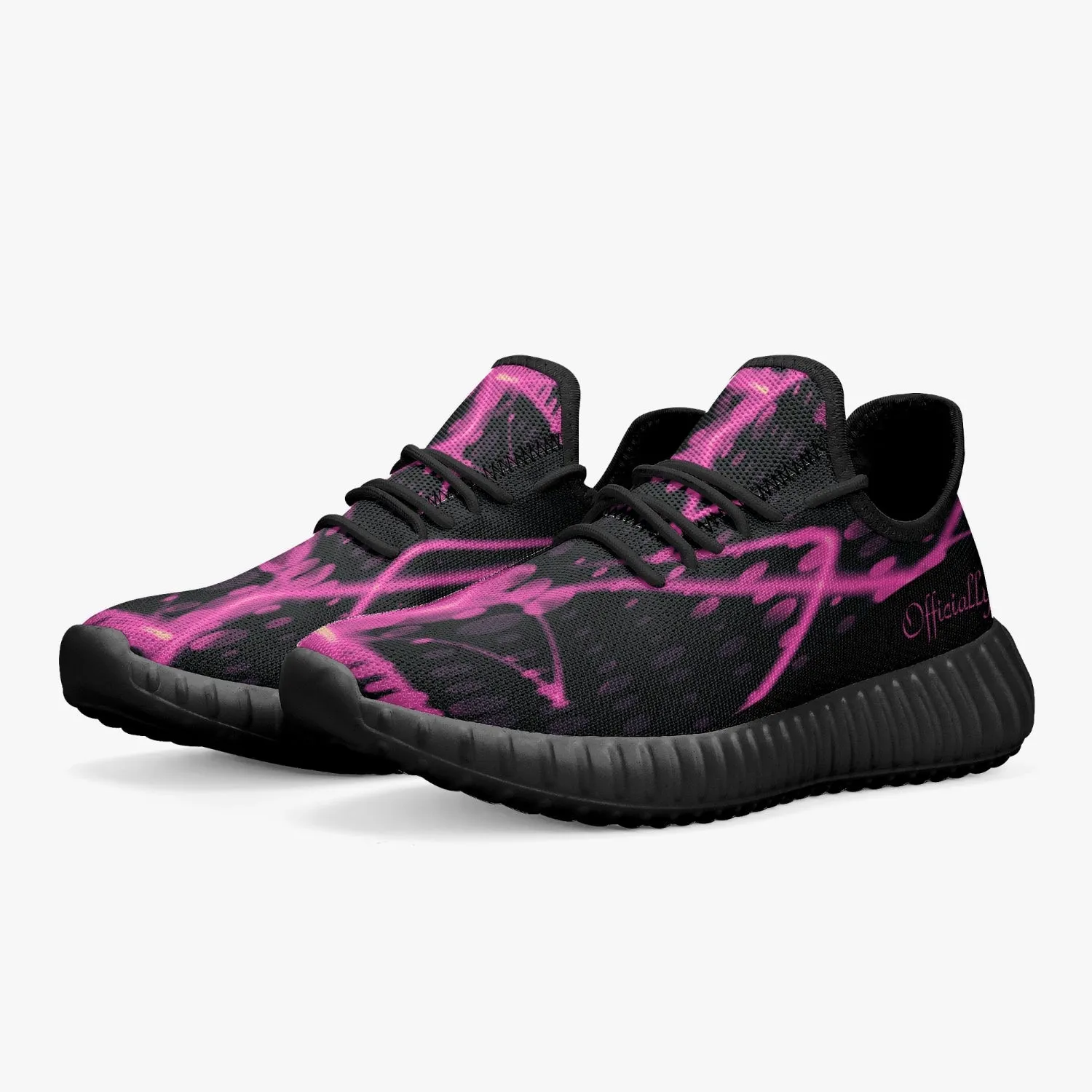 Officially Sexy Pink & Black Laser Print Mesh Knit Sneakers - With White or Black Sole