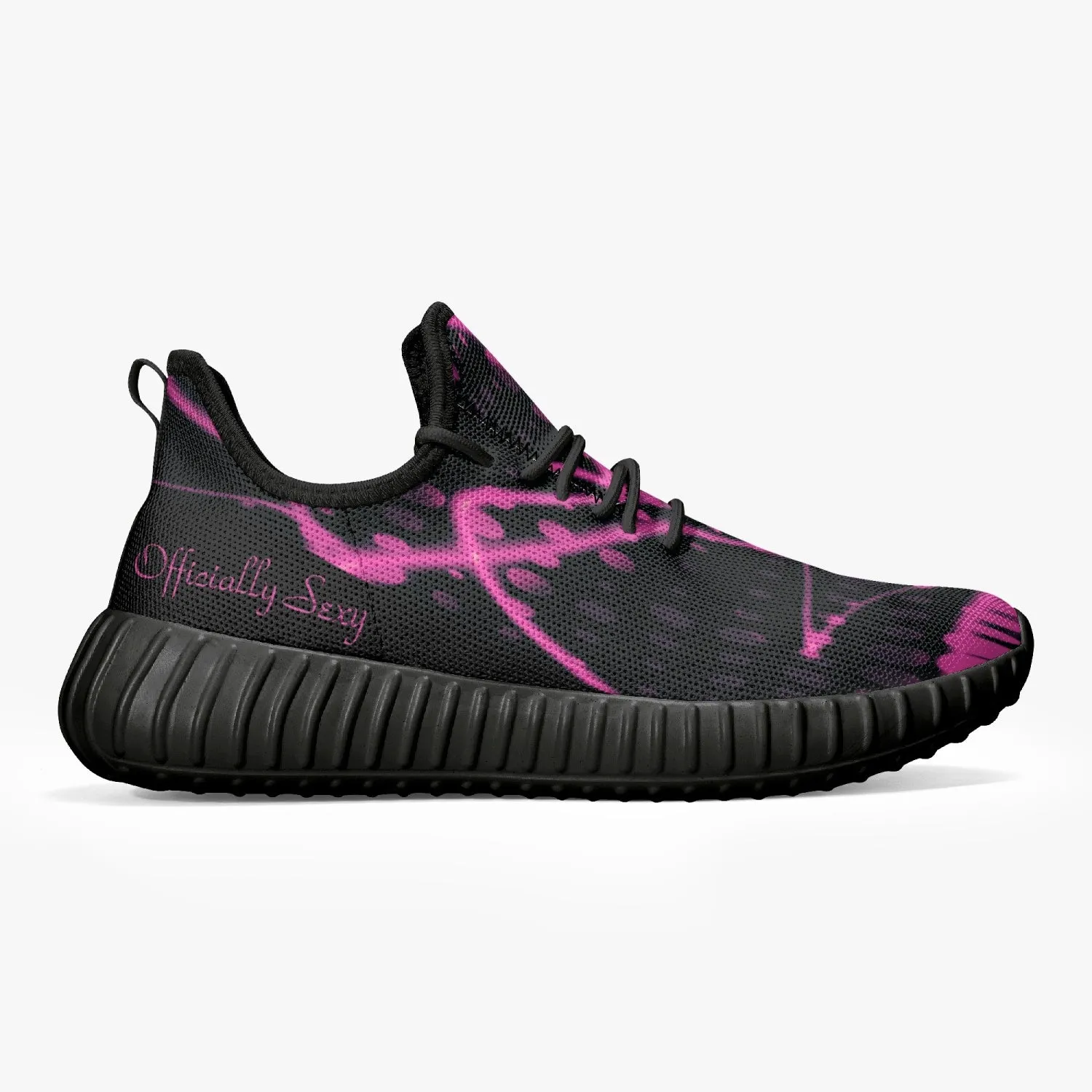 Officially Sexy Pink & Black Laser Print Mesh Knit Sneakers - With White or Black Sole