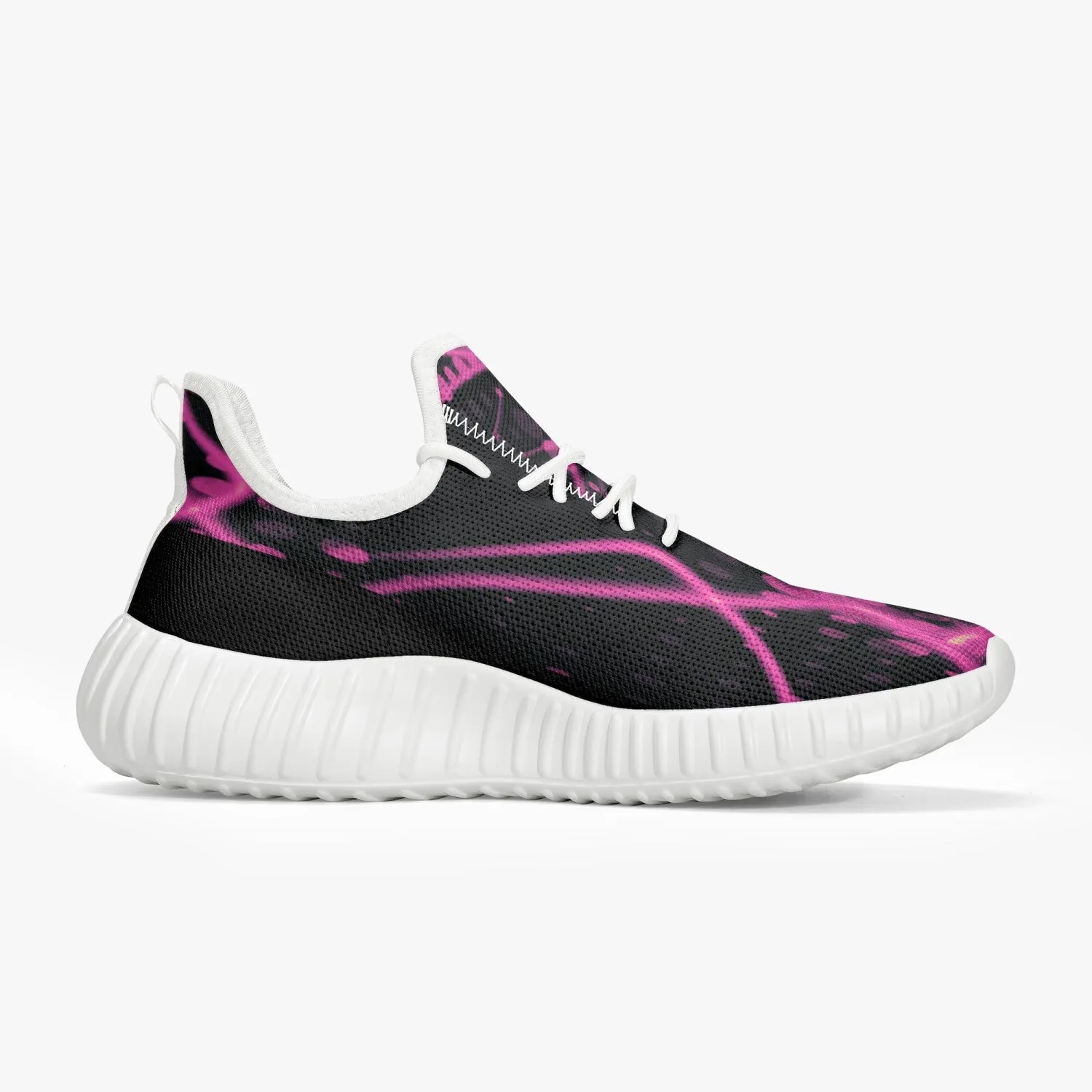 Officially Sexy Pink & Black Laser Print Mesh Knit Sneakers - With White or Black Sole