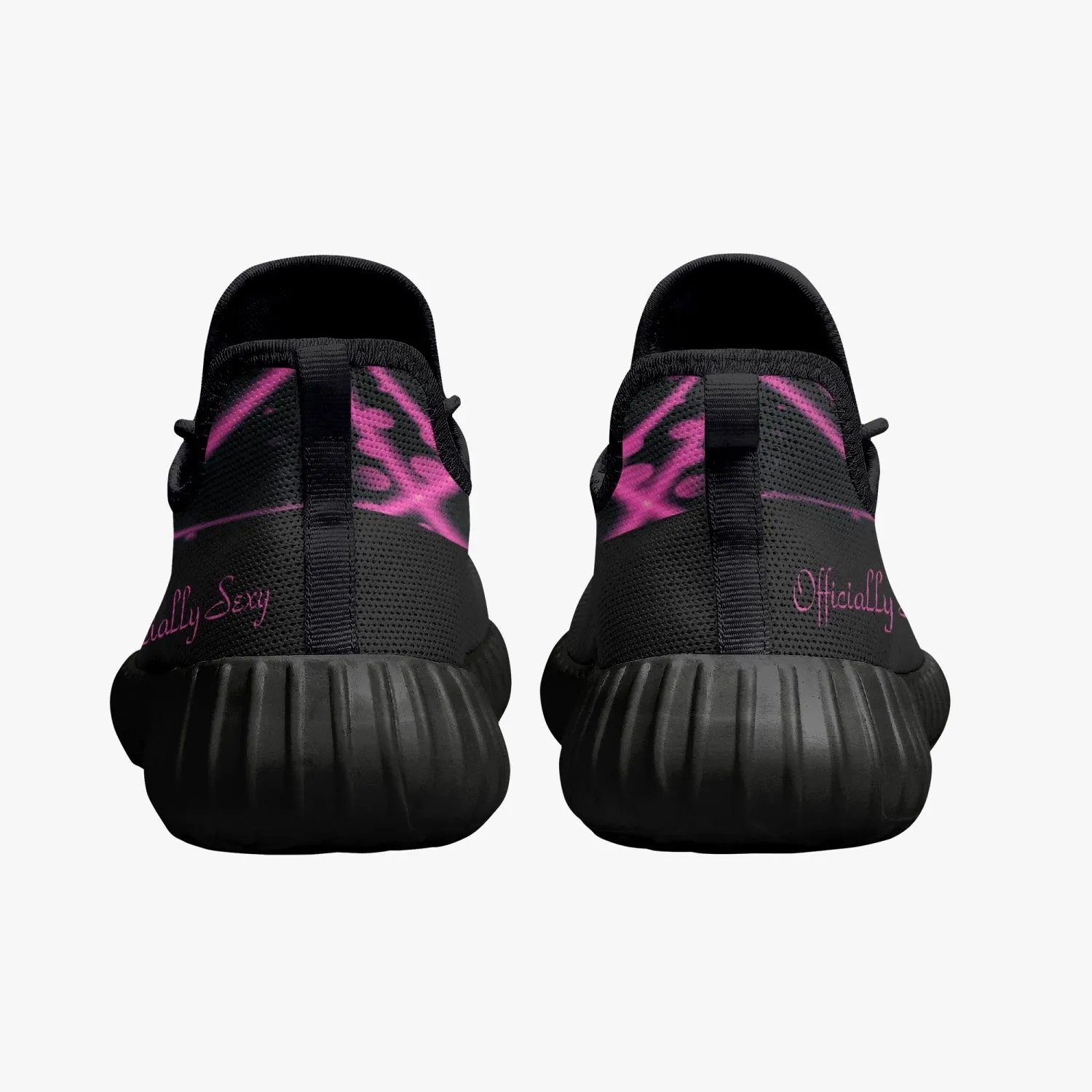 Officially Sexy Pink & Black Laser Print Mesh Knit Sneakers - With White or Black Sole