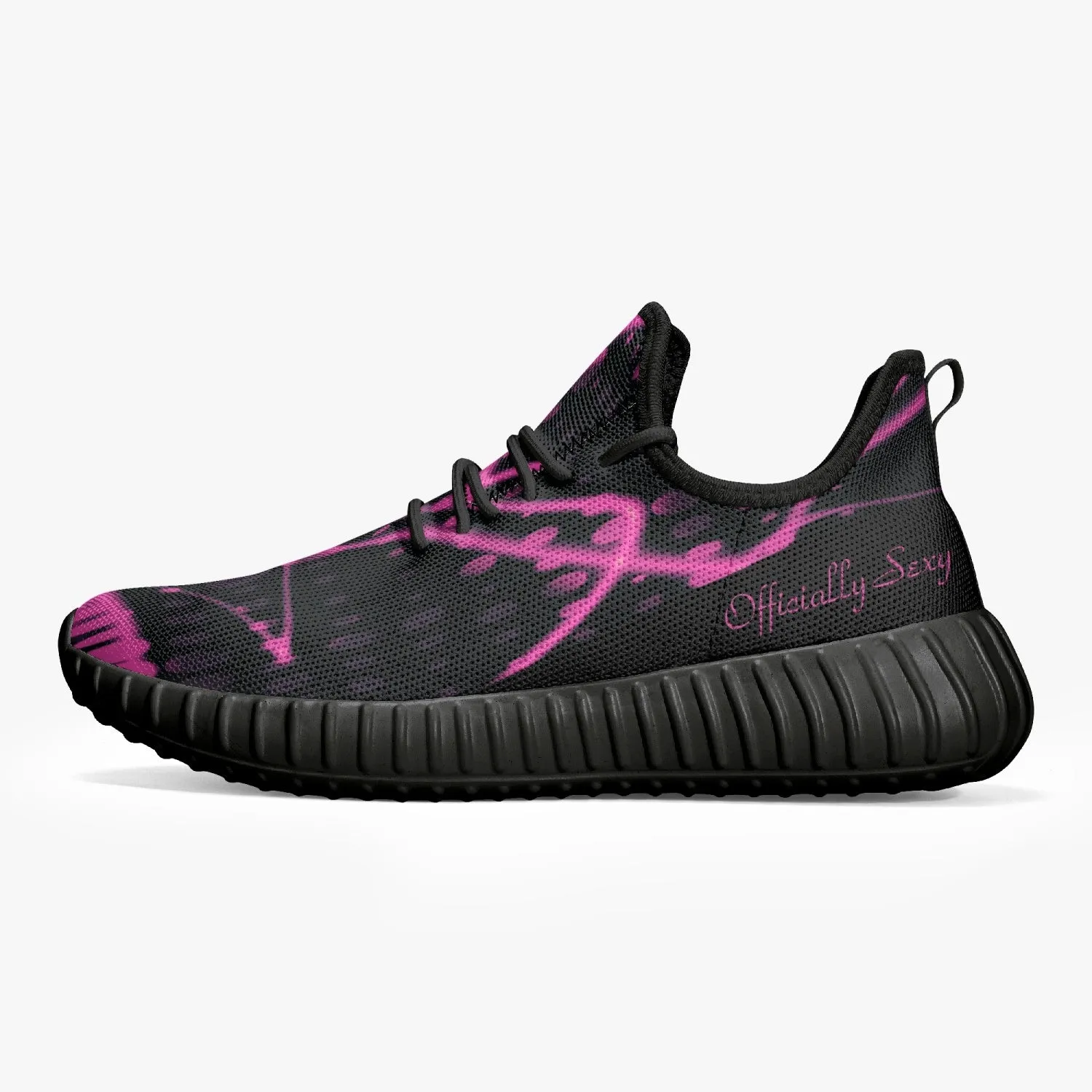 Officially Sexy Pink & Black Laser Print Mesh Knit Sneakers - With White or Black Sole