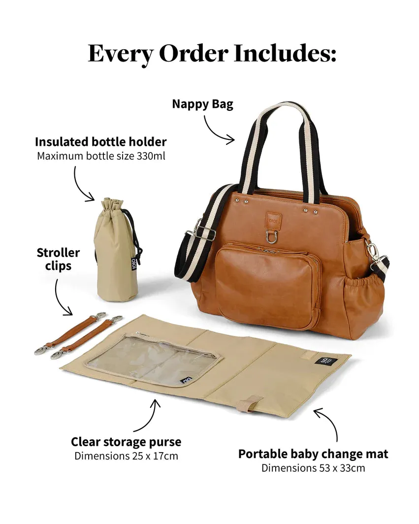 OiOi - Triple Tote Nappy Bag - Tan Faux Leather