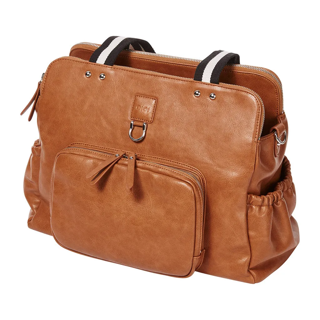 OiOi - Triple Tote Nappy Bag - Tan Faux Leather