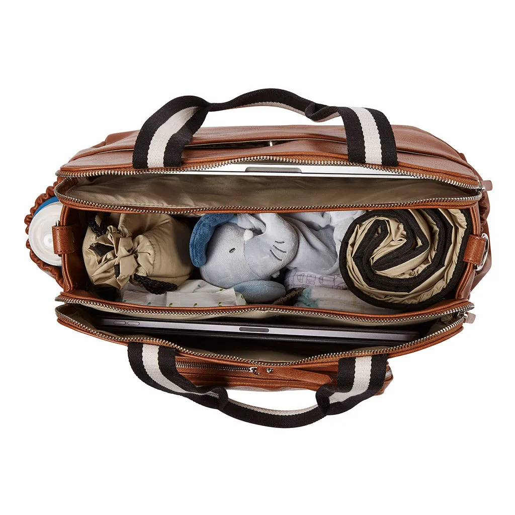 OiOi - Triple Tote Nappy Bag - Tan Faux Leather