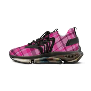 Pink Plaid Men's Mesh Sneakers, Cute Pink Plaid Print Men's Sneakers Best Comfy Men's Mesh Sports Sneakers Shoes (US Size: 5-12)
