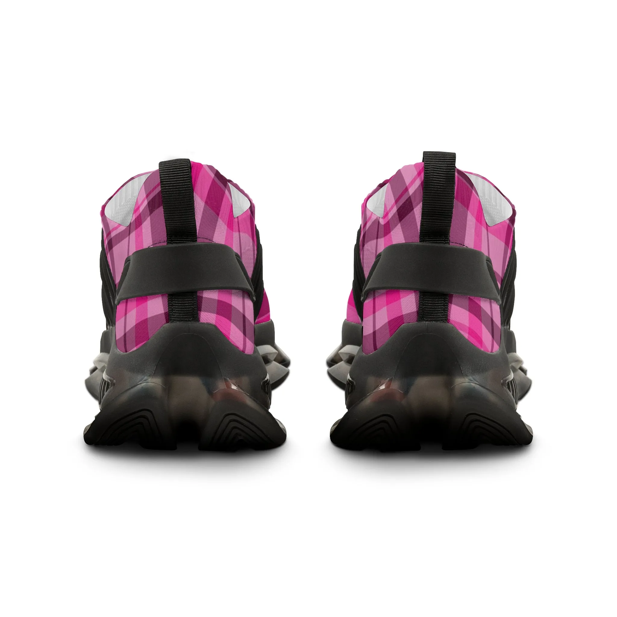 Pink Plaid Men's Mesh Sneakers, Cute Pink Plaid Print Men's Sneakers Best Comfy Men's Mesh Sports Sneakers Shoes (US Size: 5-12)