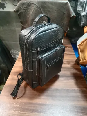 Pythonso Premium Pure Leather Backpack Bags Black for Men and Women