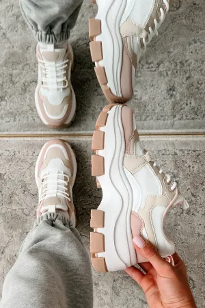 Ready To Bounce Chunky Platform Sneakers (Beige/Pink)
