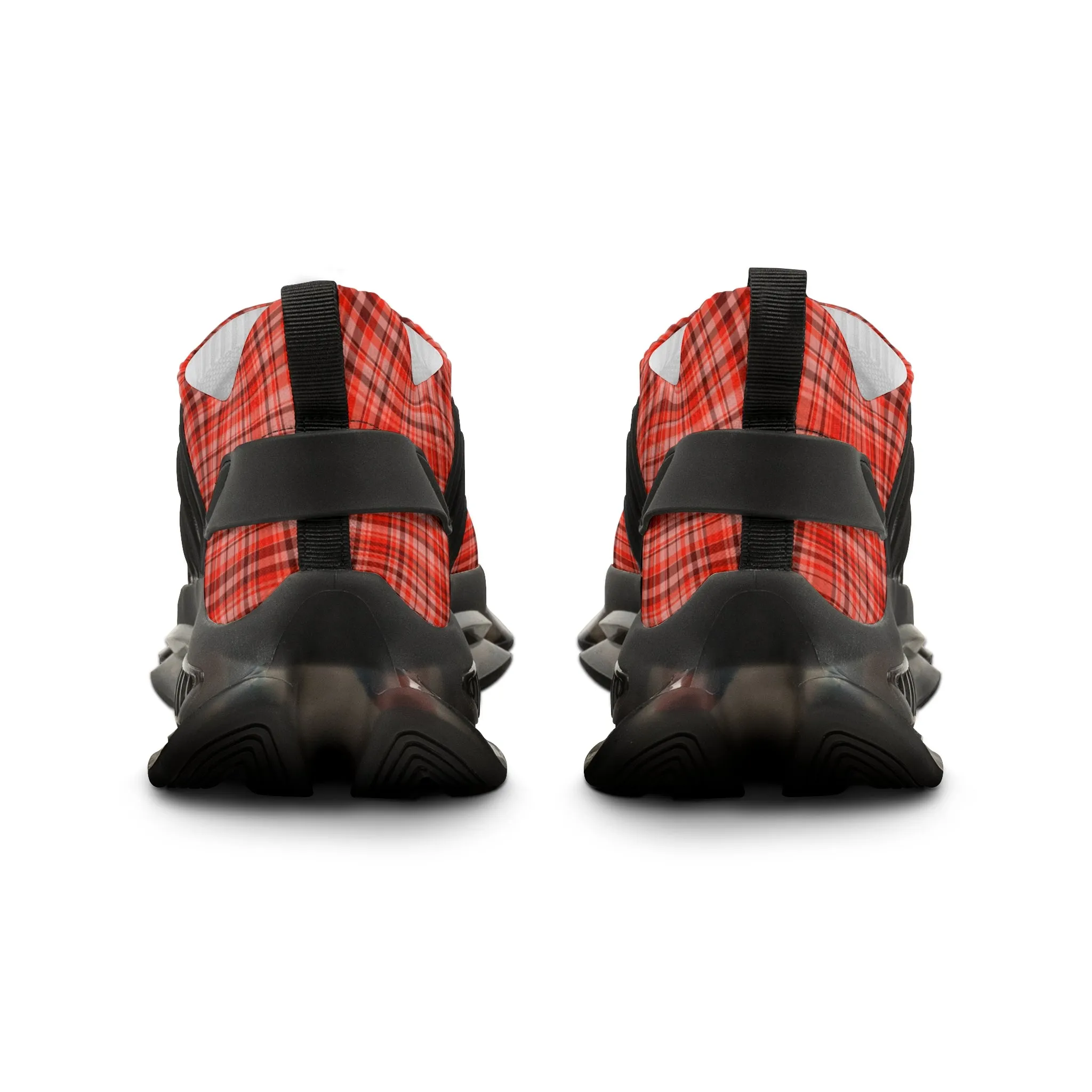 Red Plaid Men's Mesh Sneakers, Red Plaid Print Plaid Print Men's Sneakers Best Comfy Men's Mesh Sports Sneakers Shoes (US Size: 5-12)