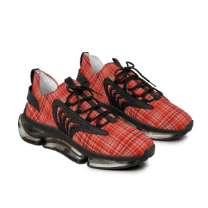 Red Plaid Men's Mesh Sneakers, Red Plaid Print Plaid Print Men's Sneakers Best Comfy Men's Mesh Sports Sneakers Shoes (US Size: 5-12)