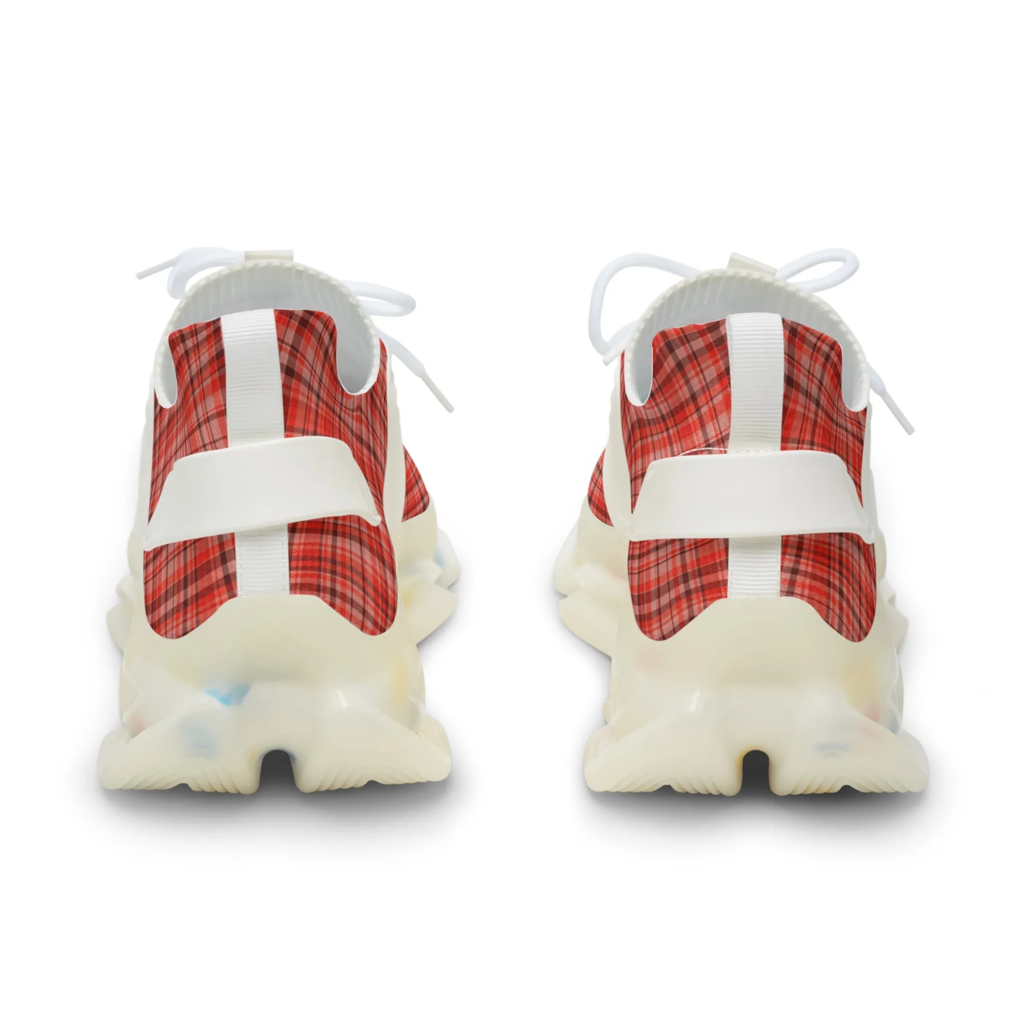 Red Plaid Men's Mesh Sneakers, Red Plaid Print Plaid Print Men's Sneakers Best Comfy Men's Mesh Sports Sneakers Shoes (US Size: 5-12)