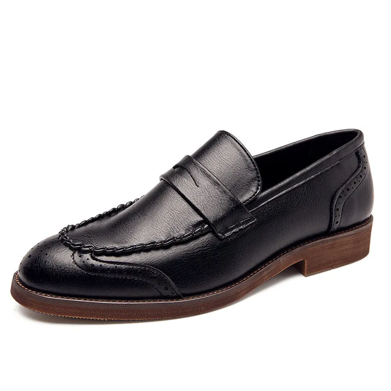 Solid PU Leather Men Loafers Shoes