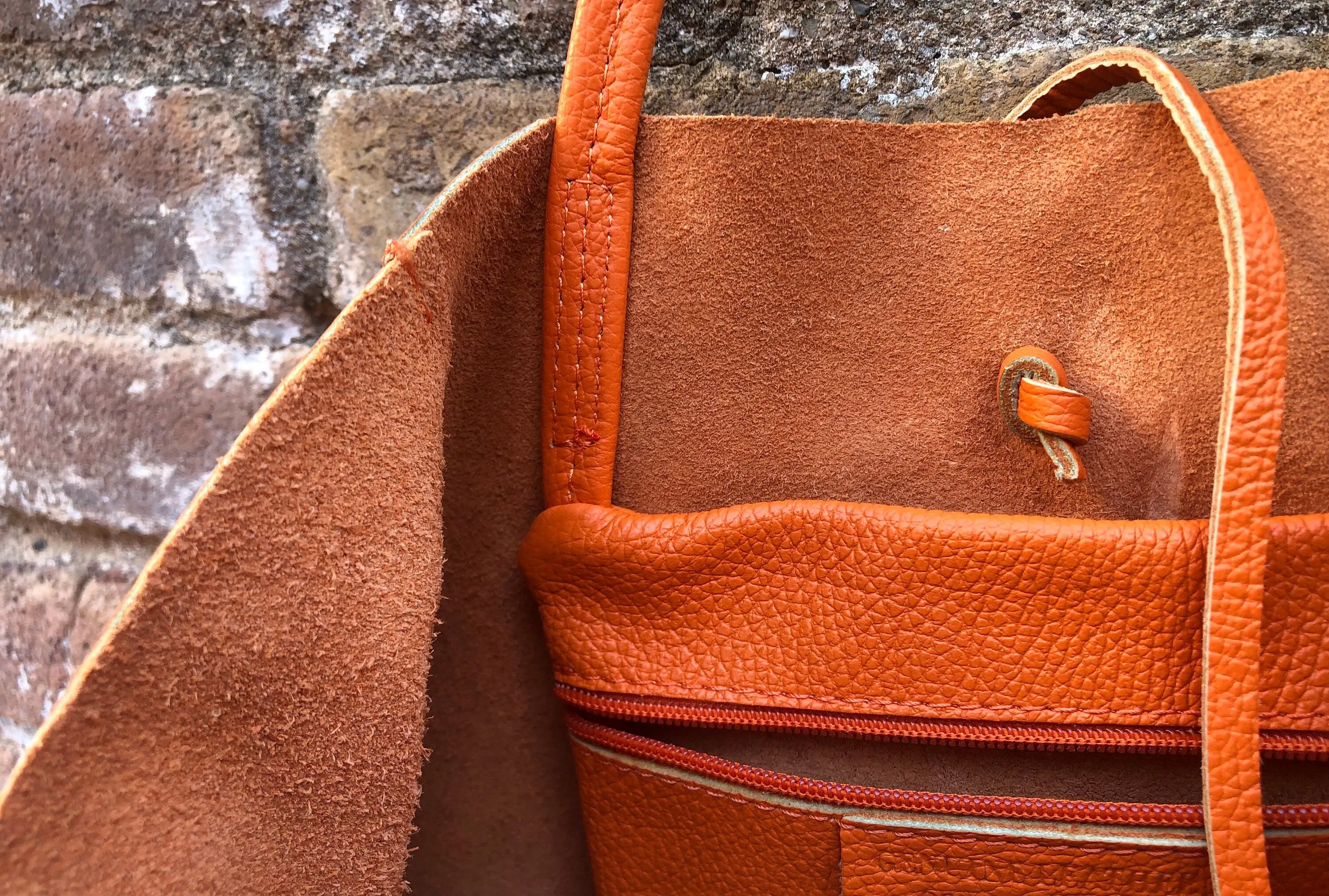 Tote bag in bright ORANGE. Genuine leather shopper bag. Laptop, office bag to carry your tablet / books. Orange leather purse. Hobo bag