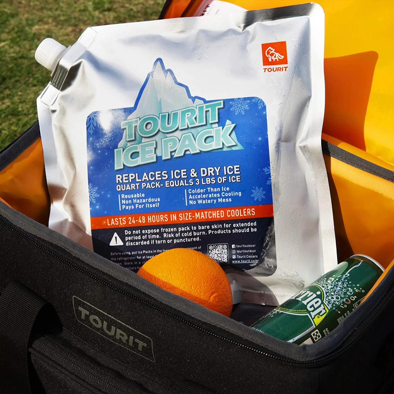 TOURIT Reusable Ice Packs for Coolers Long Lasting Cooler Ice Packs for Cooler Bag, Lunch Bags/Box, Cooler Backpacks, Knee Injuries, Back Pain Relief